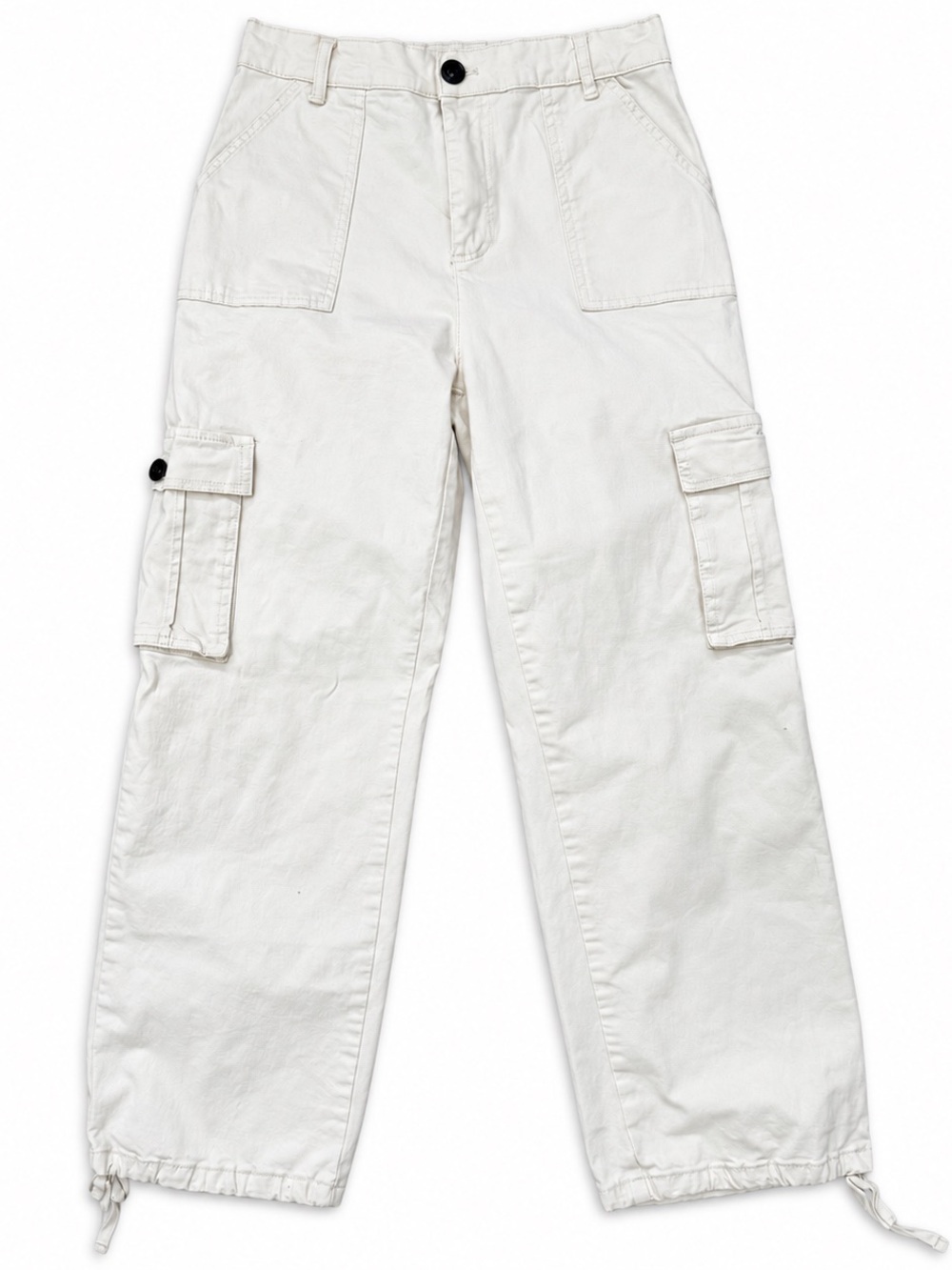 Cream Cargo Pants Adjustable Hem 29in Waist